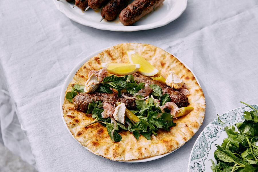 Serving lamb kofta with all the trimmings
