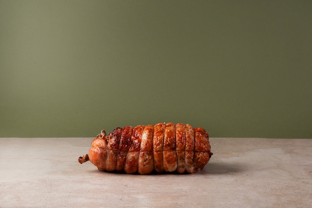 Whole chicken ballotine with foie gras & confit leek