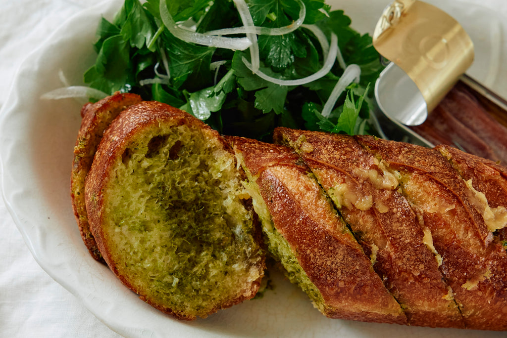 Smoked bone marrow butter garlic bread